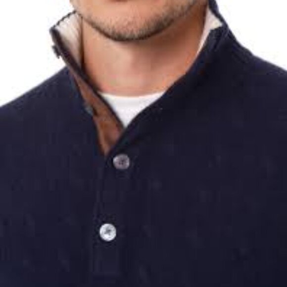 COPY - NWT Cremieux Men's Navy Luxury Cashmere Moch Neck Cable Knit Sweater